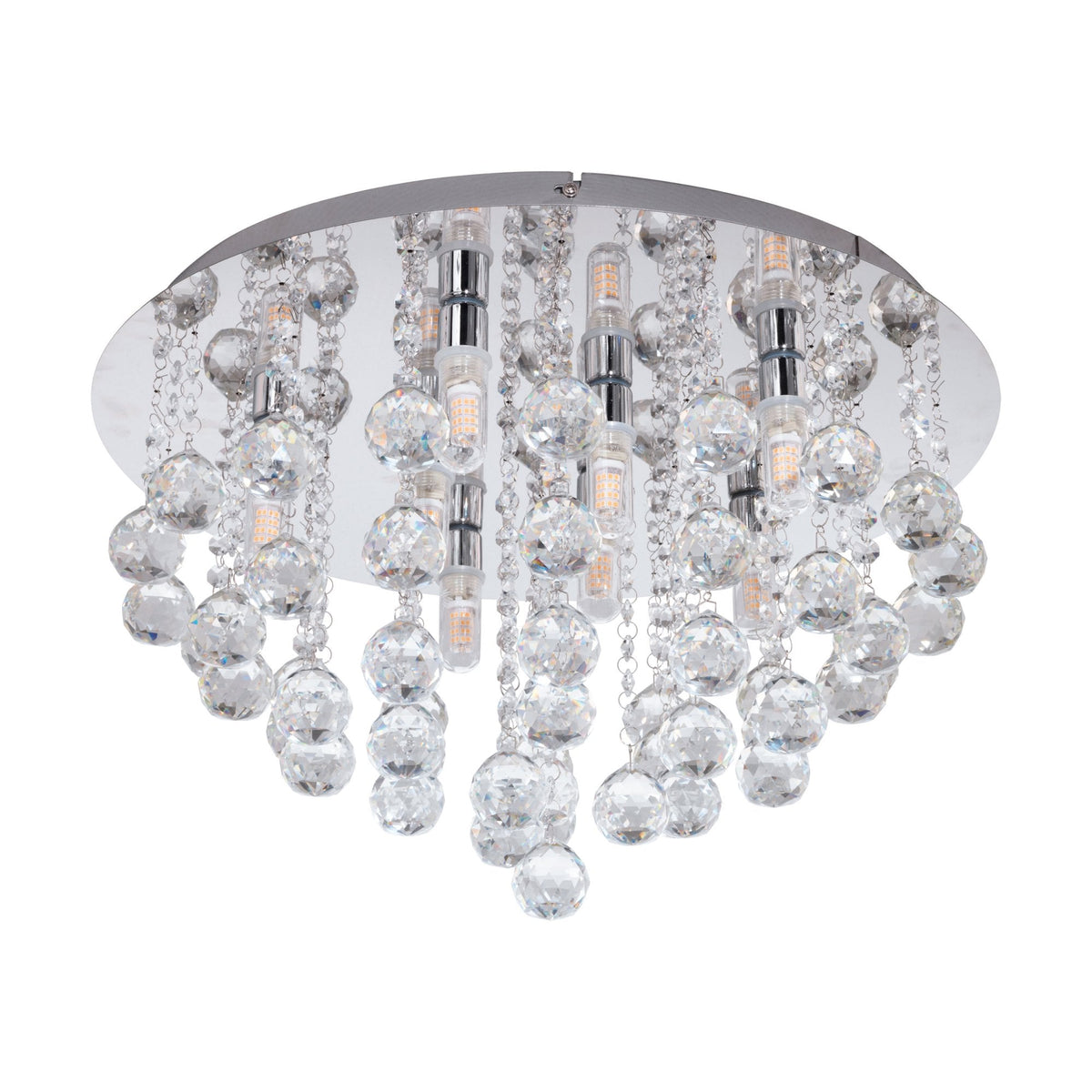 Almonte IP44 Large 500mm Bathroom Ceiling Light in Chrome & Crystal