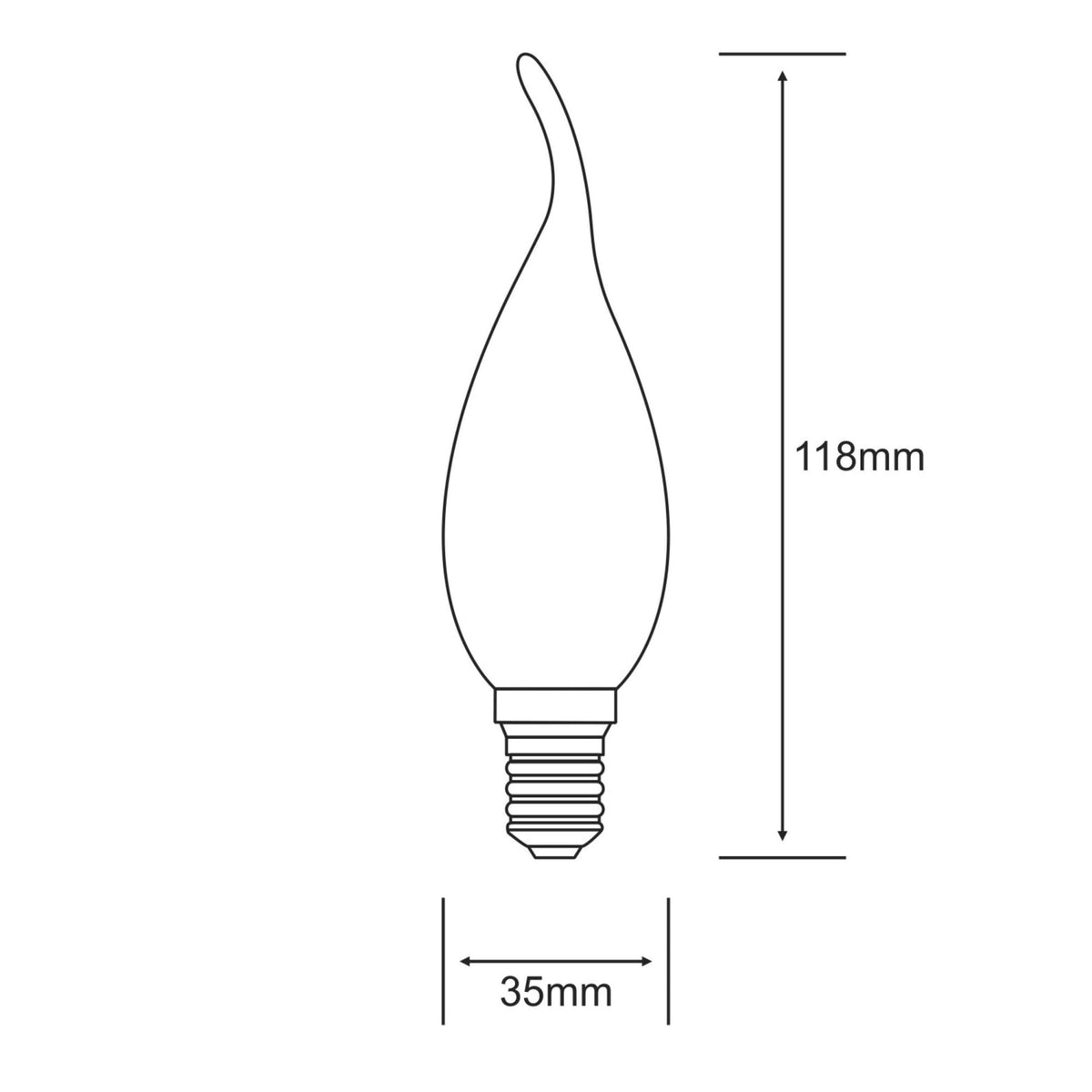 Classic E14 Warm White LED Candle Tip Frosted 4W 2700K 470lm