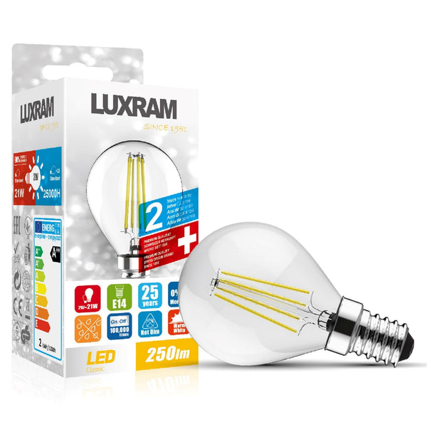 Classic E14 Warm White LED Golf Ball 2W 2700K 250lm