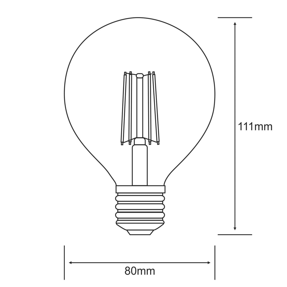 Classic E27 Warm White 80mm LED Globe 4W 2700K 470lm