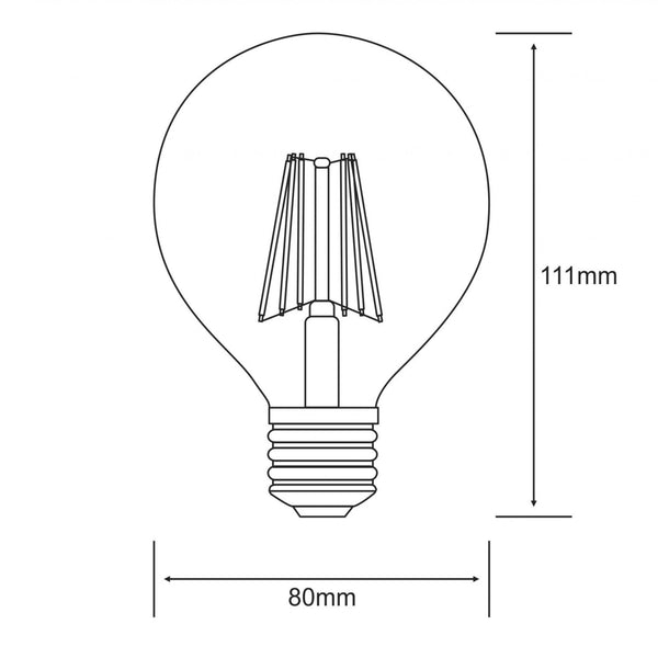 Classic E27 Warm White 80mm LED Globe 8W 2700K 806lm