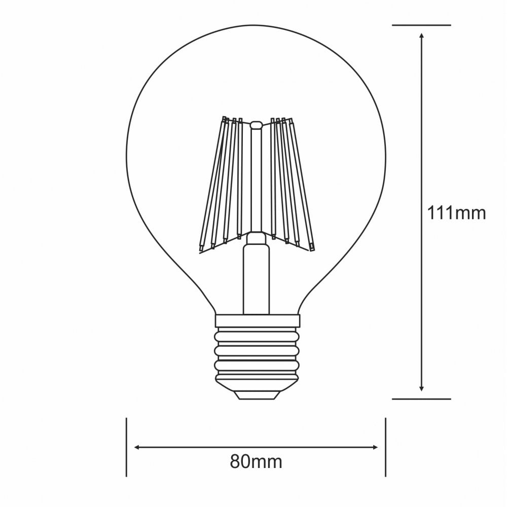 A diagram of a light bulb with dimensions 111mm height and 80mm width.