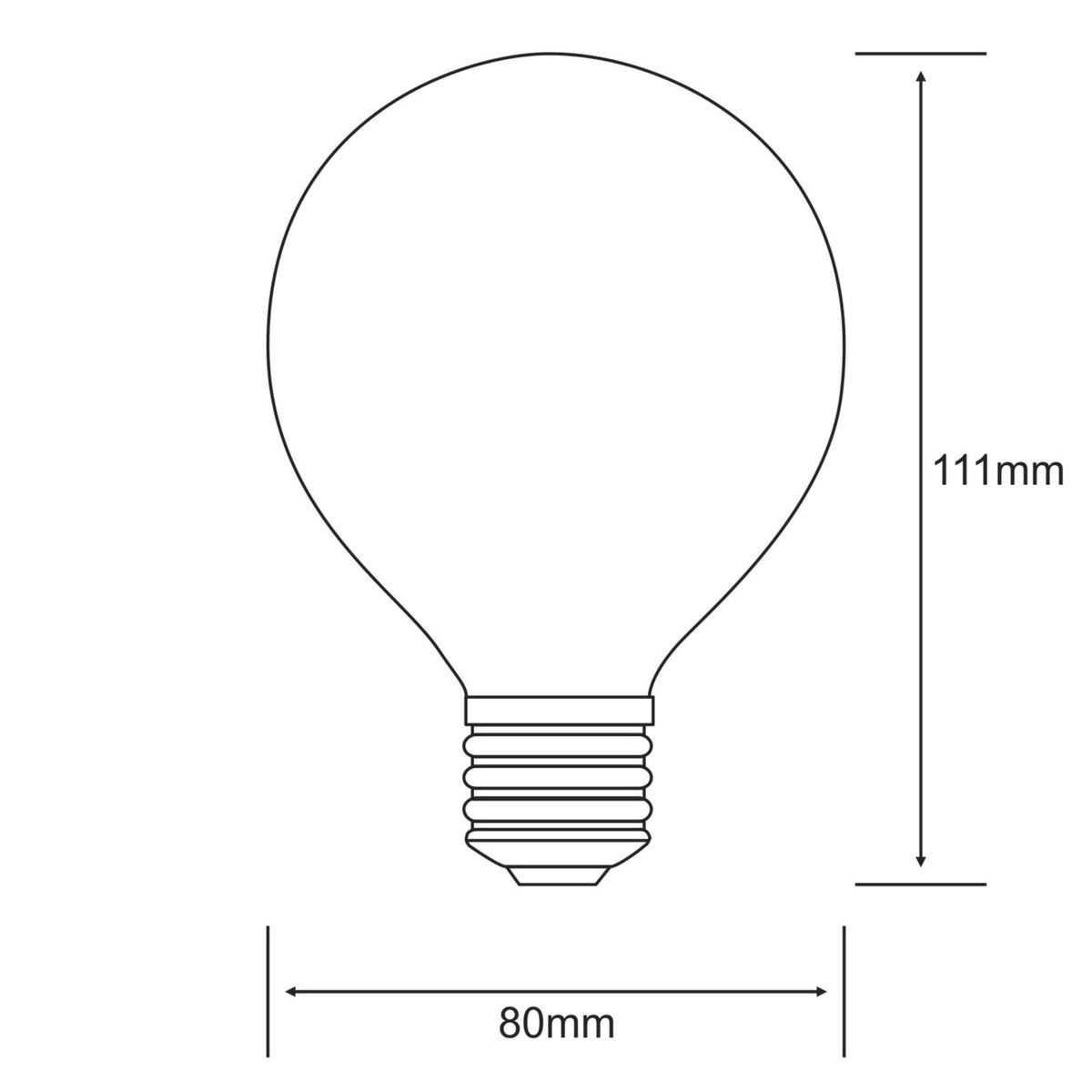 Classic E27 Warm White Opal 80mm LED Globe 8W 2700K 1055lm