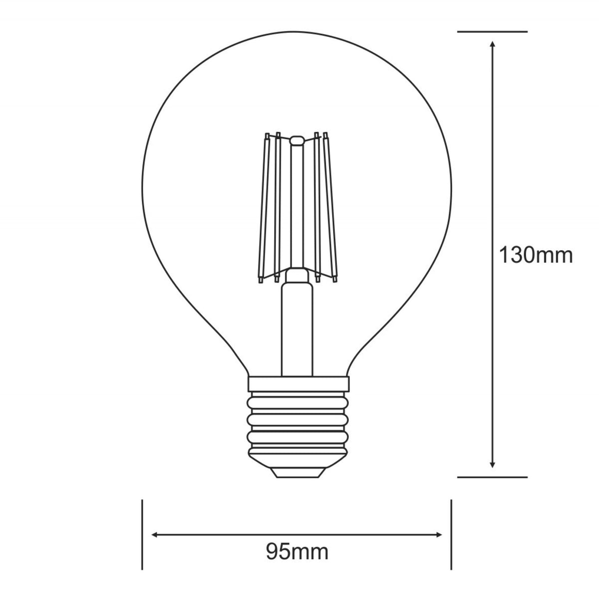 Classic E27 LED 95mm Clear Globe 4W 2700K 470lm