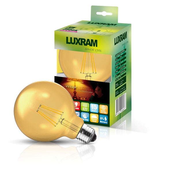 Vintage E27 Gold 95mm Globe LED 8W 2200K 630lm
