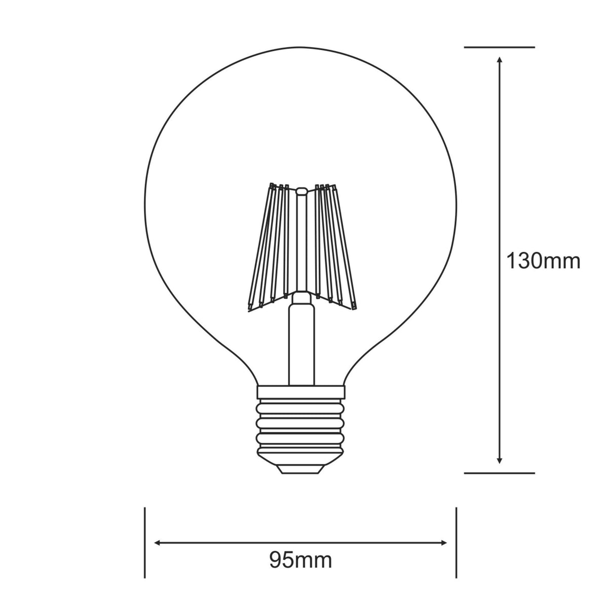 Vintage E27 Gold 95mm Globe LED 8W 2200K 630lm