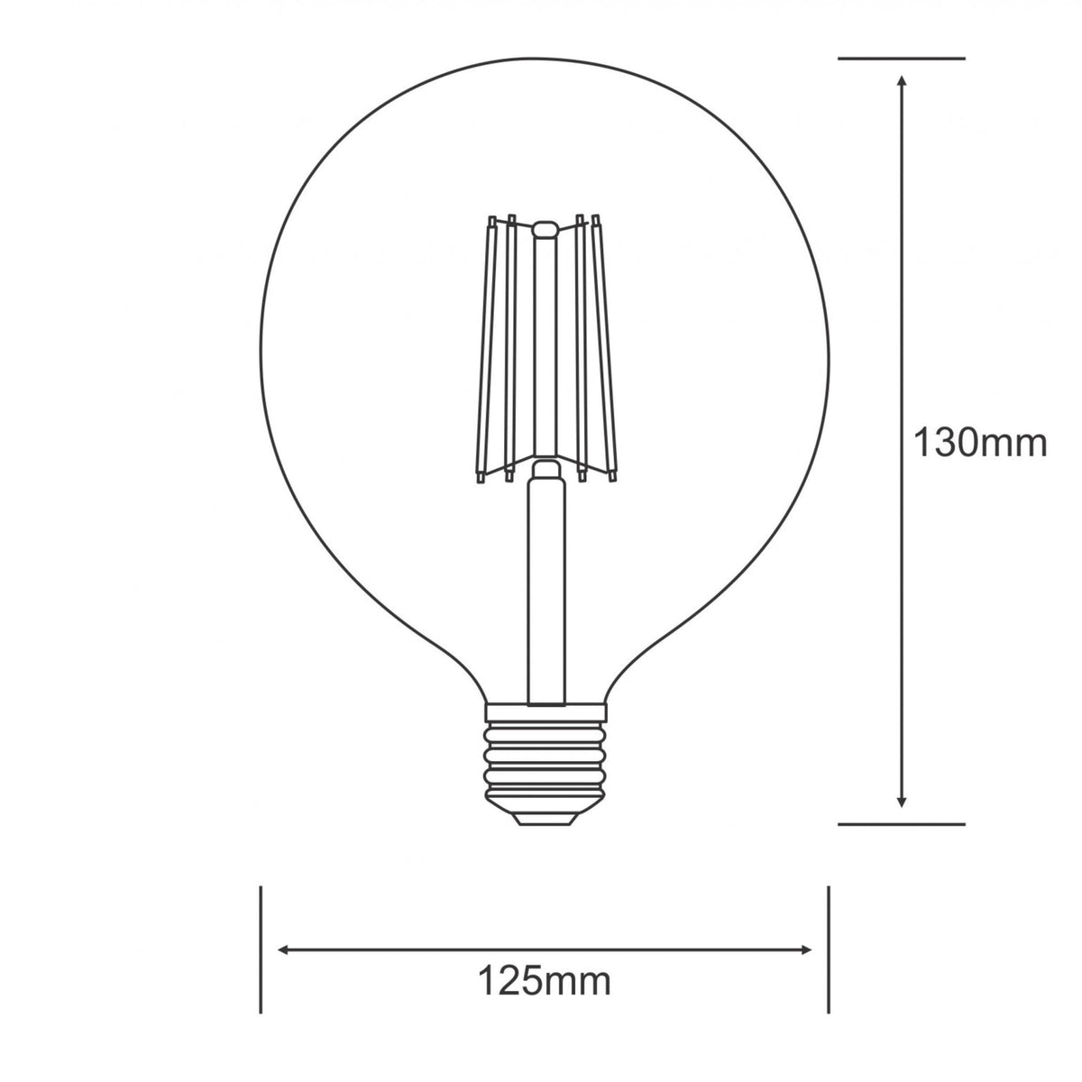 Classic E27 Warm White 125mm Globe LED 4W 2700K 470lm