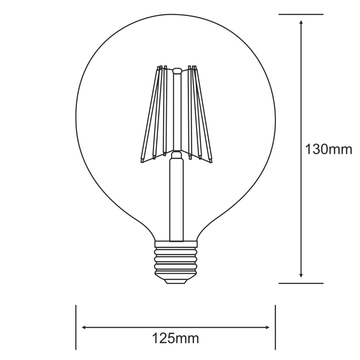 Classic E27 Warm White 125mm LED Globe 8W 2700K 806lm