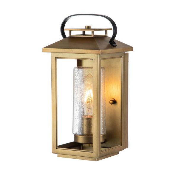 Atwater IP44 Exterior Small Wall Light in Painted Distressed Brass