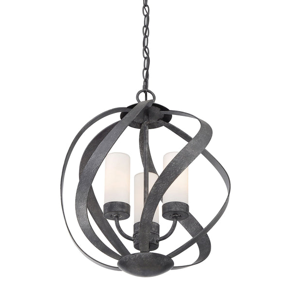 Blacksmith IP44 Three Light Chandelier in Old Black