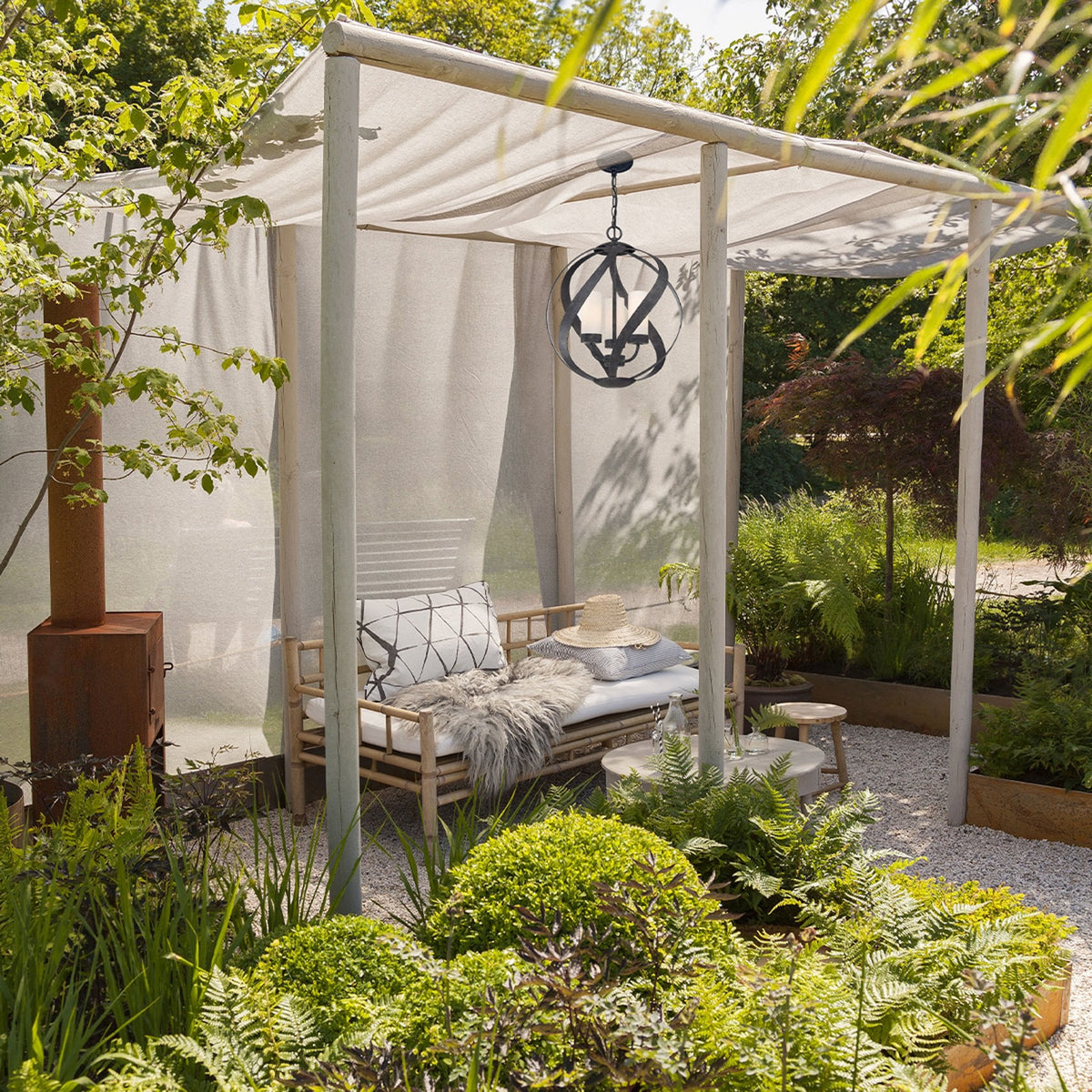 Blacksmith IP44 Three Light Chandelier in Old Black