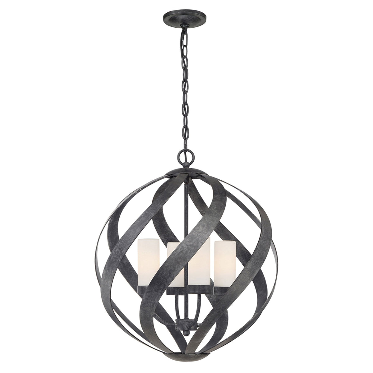 Blacksmith IP44 Four Light Chandelier in Old Black