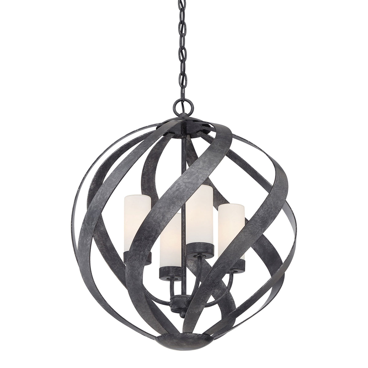 Blacksmith IP44 Four Light Chandelier in Old Black