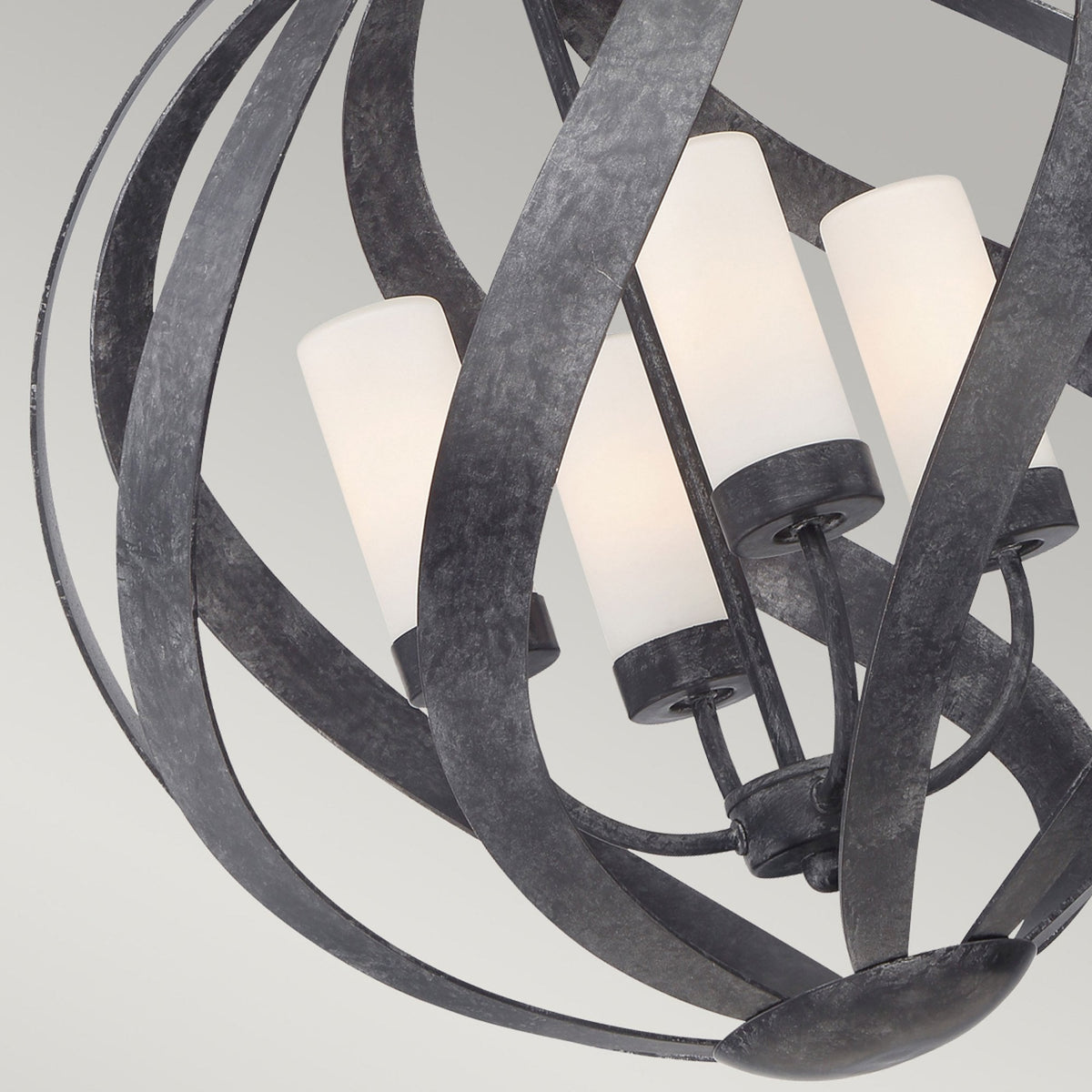 Blacksmith IP44 Four Light Chandelier in Old Black