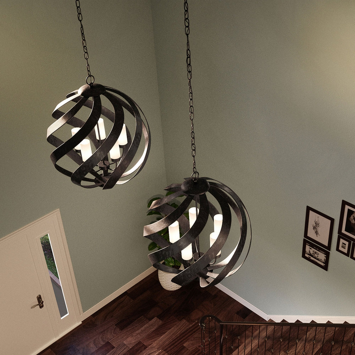 Blacksmith IP44 Five Light Chandelier in Old Black