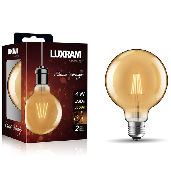 Vintage E27 Extra Warm White Gold 95mm LED Globe 4W 2200K 330lm