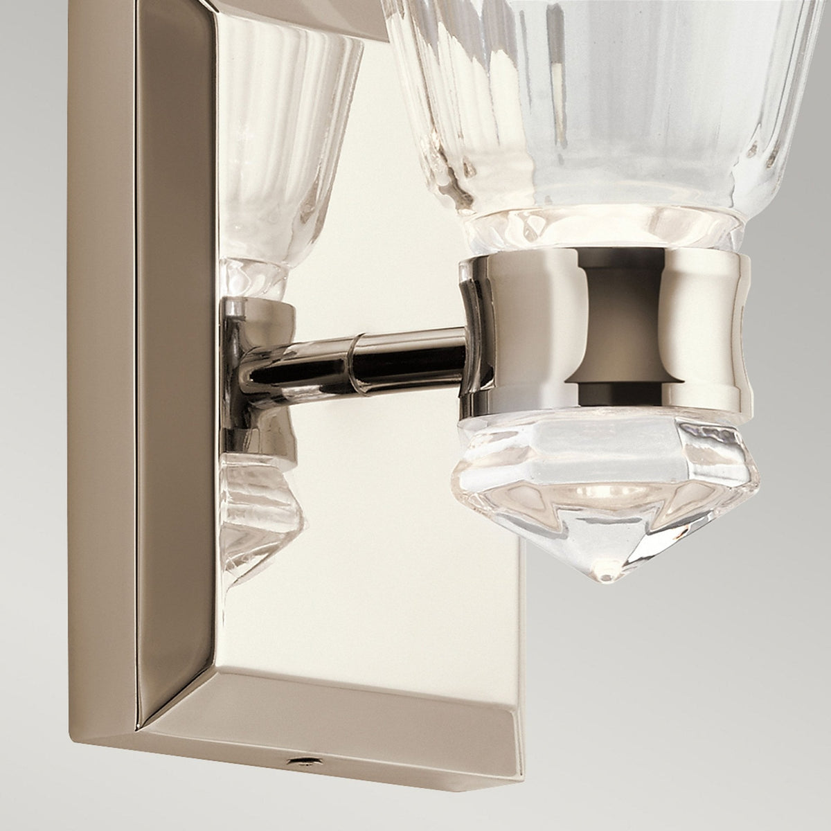 Kayva Dual Lit IP44 LED Single Wall Light in Polished Nickel