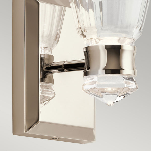 Kayva Dual Lit IP44 LED Single Wall Light in Polished Nickel