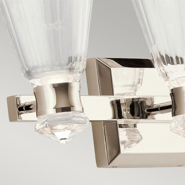 Kayva Dual Lit IP44 LED Triple Wall Light in Polished Nickel