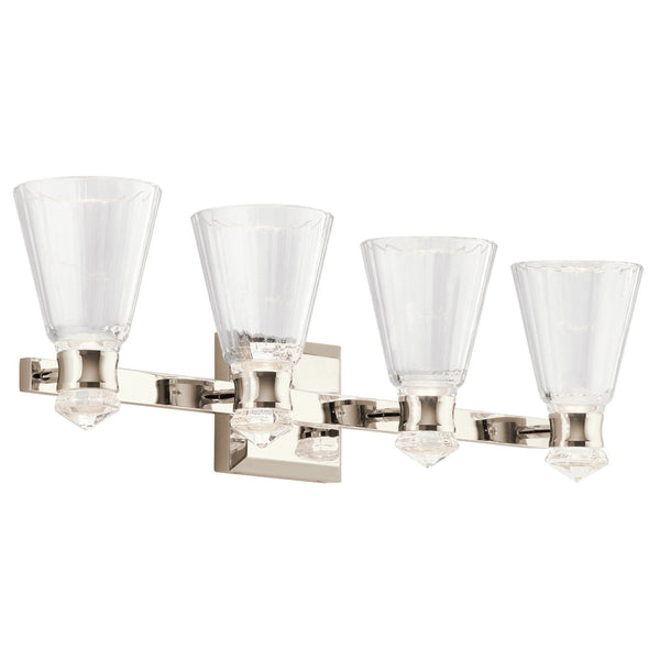 Kayva Dual Lit IP44 LED Quadruple Wall Light in Polished Nickel