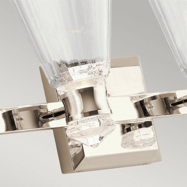 Kayva Dual Lit IP44 LED Quadruple Wall Light in Polished Nickel