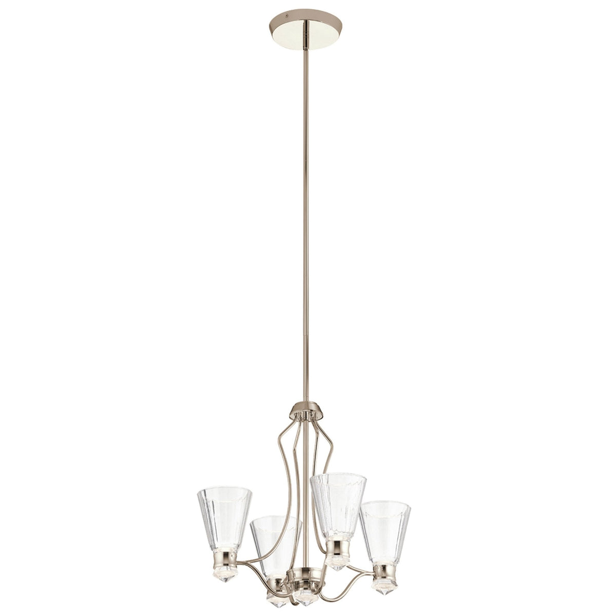 Kayva IP44 LED Nine Light Four Arm Chandelier in Polished Nickel