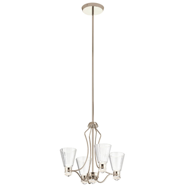 Kayva IP44 LED Nine Light Four Arm Chandelier in Polished Nickel