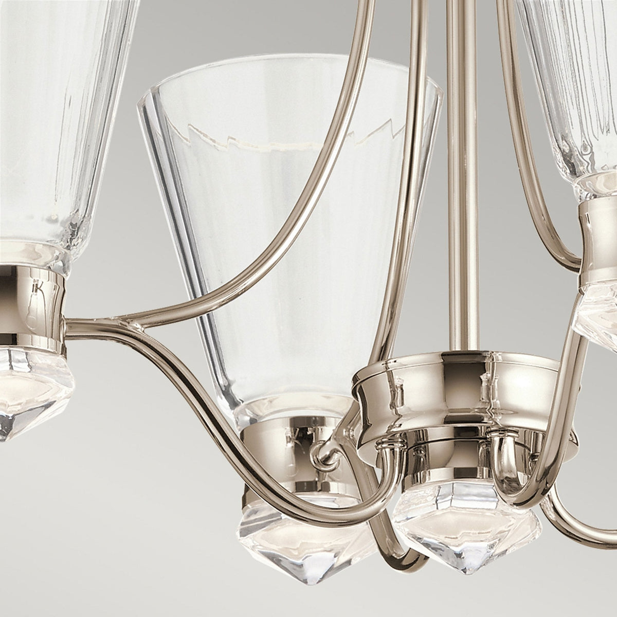 Kayva IP44 LED Nine Light Four Arm Chandelier in Polished Nickel