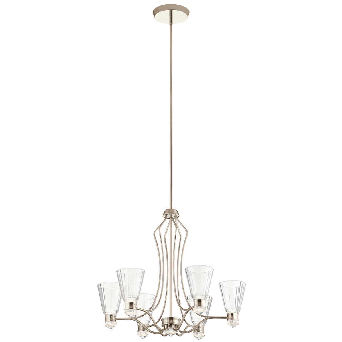 Kayva IP44 LED Thirteen Light Six Arm Chandelier in Polished Nickel
