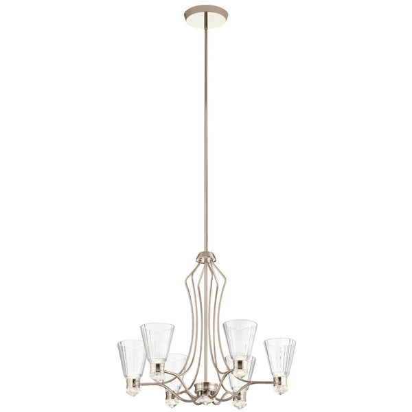 Kayva IP44 LED Thirteen Light Six Arm Chandelier in Polished Nickel