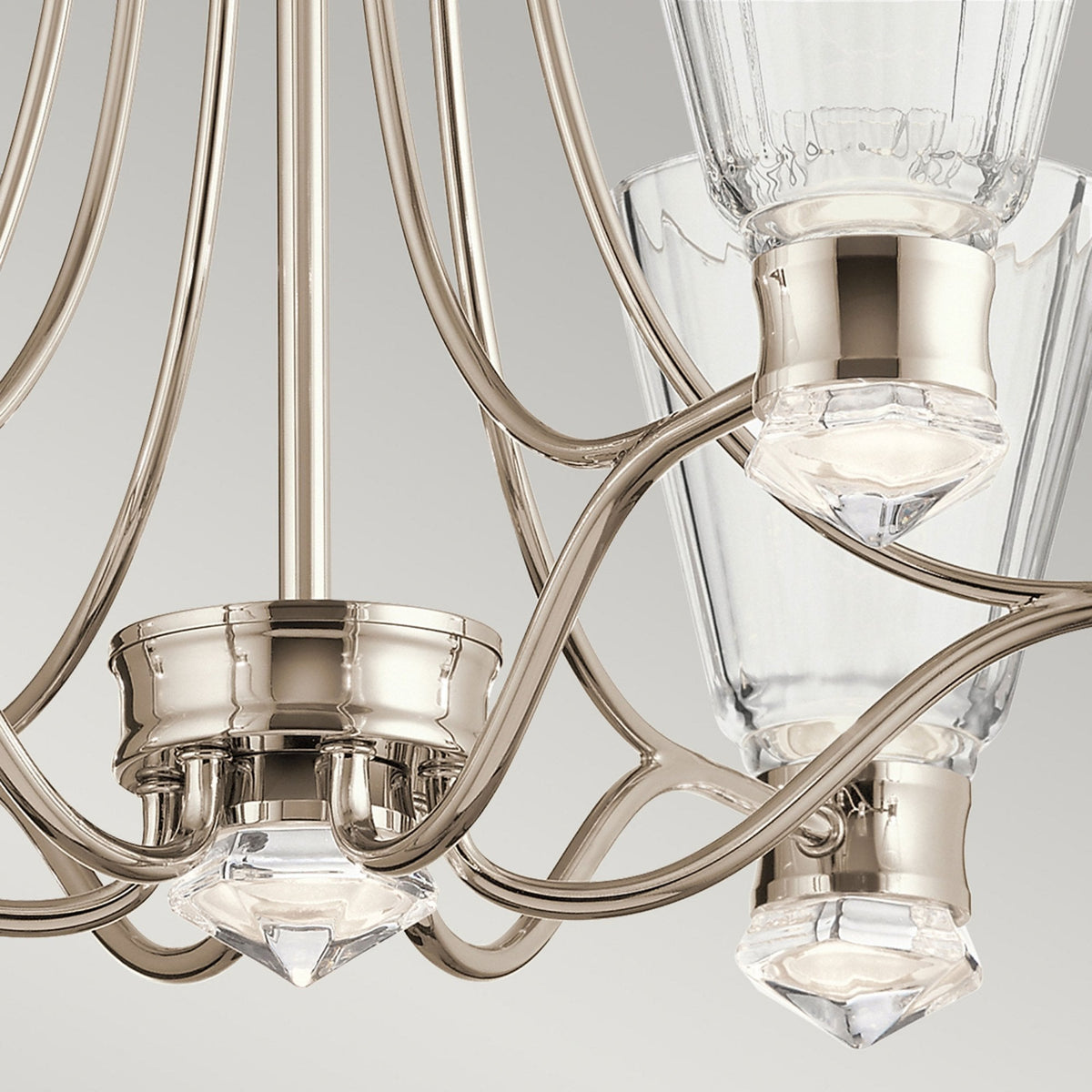 Kayva IP44 LED Thirteen Light Six Arm Chandelier in Polished Nickel