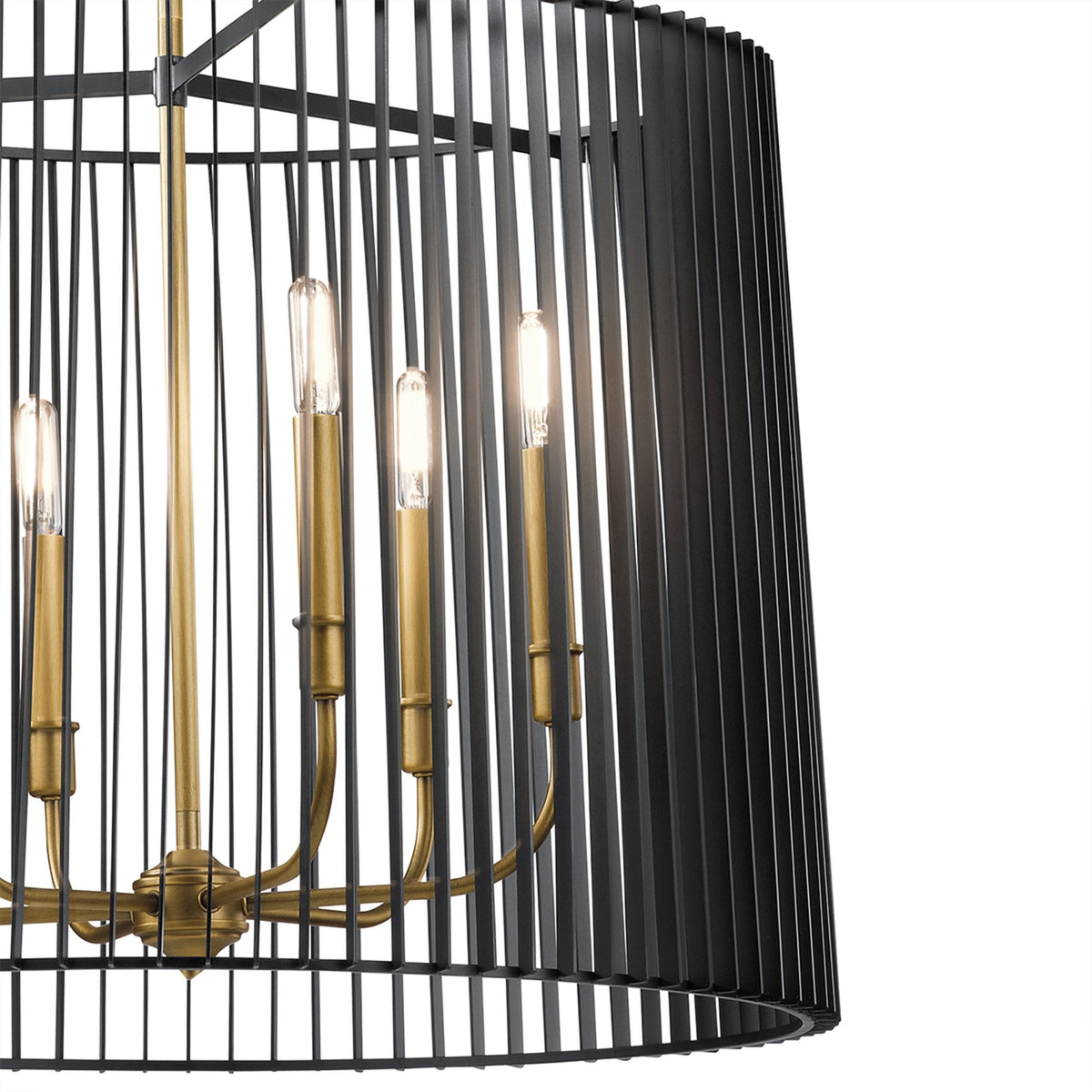 Linara Six Light Chandelier Pendant in Black & Natural Brass