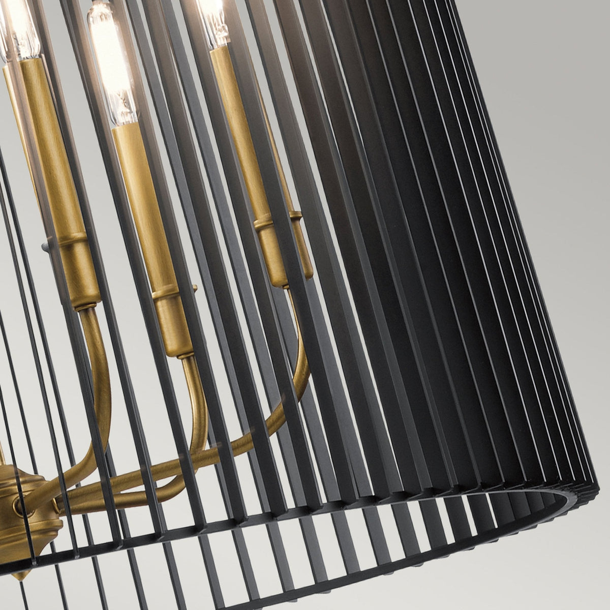 Linara Six Light Chandelier Pendant in Black & Natural Brass