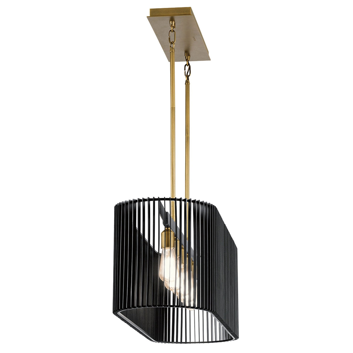 Linara Five Light Linear Pendant in Black & Natural Brass