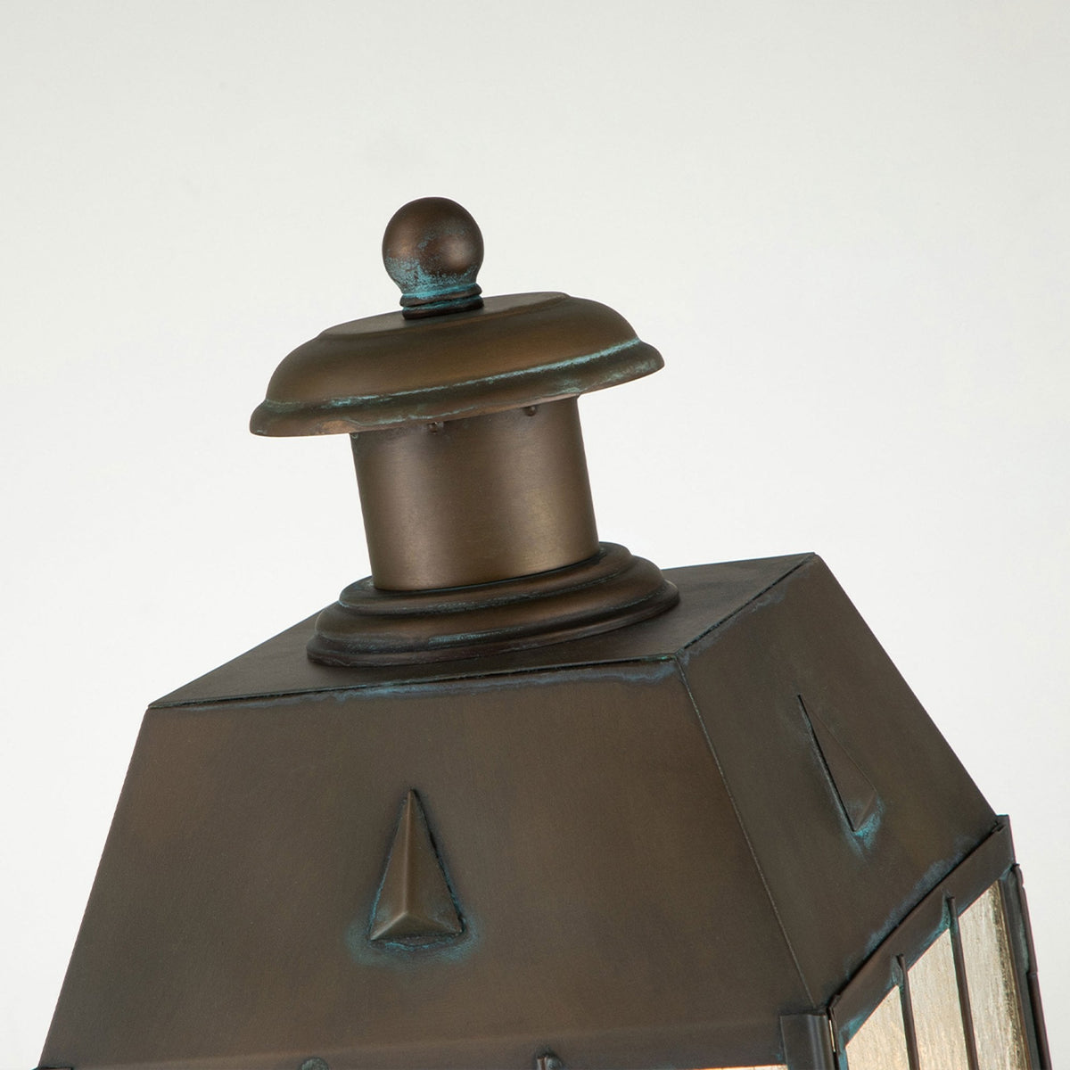 Nantucket Three Light Large Exterior Pedestal Lantern in Aged Brass