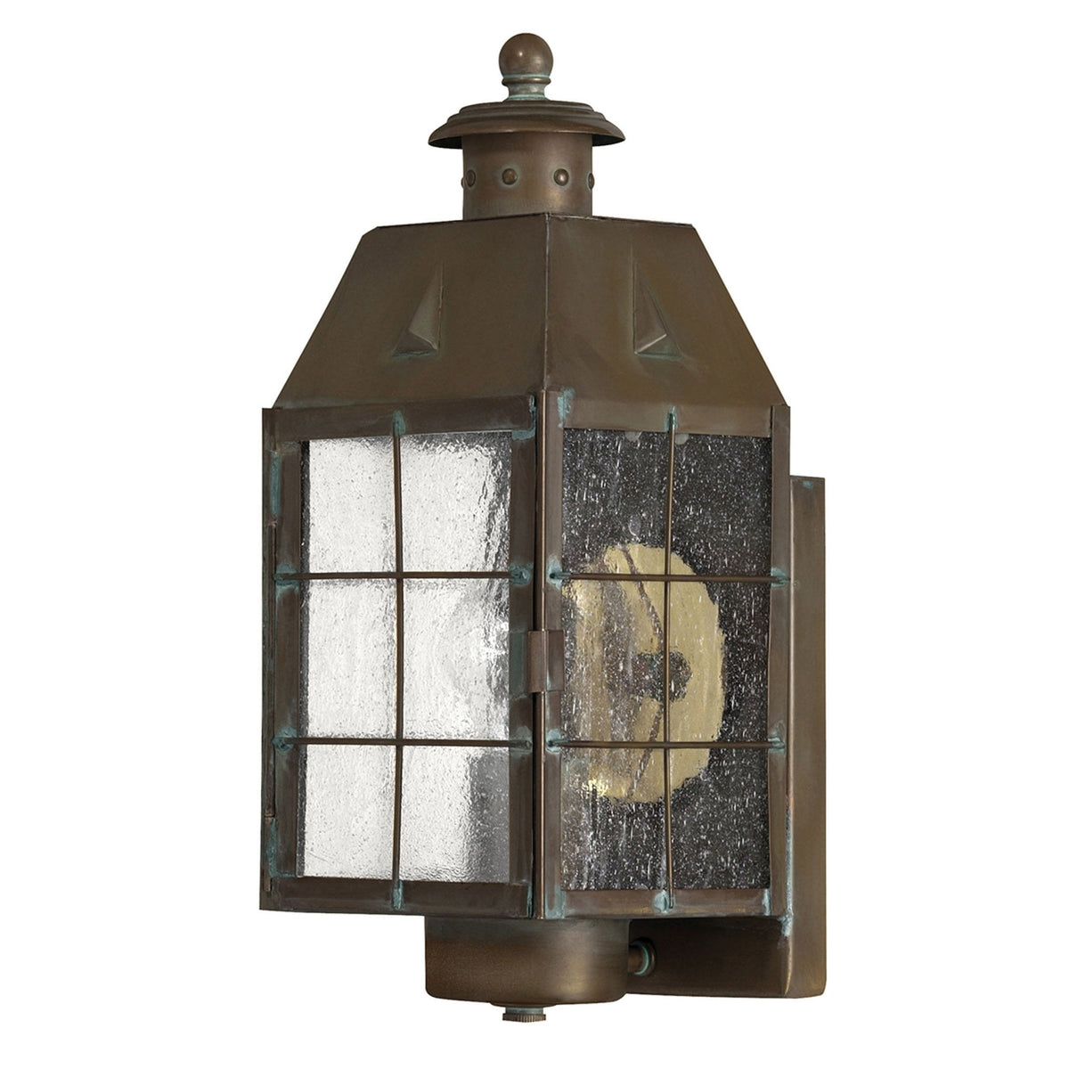 Nantucket Medium Exterior Wall Lantern in Aged Brass