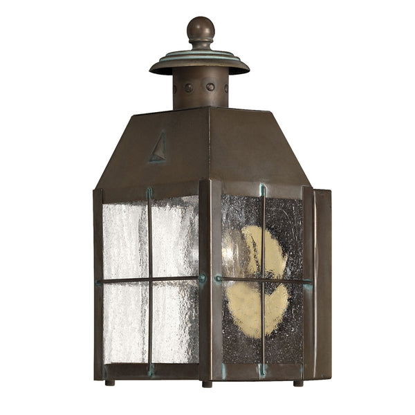 Nantucket Extra Small Exterior Wall Lantern in Aged Brass