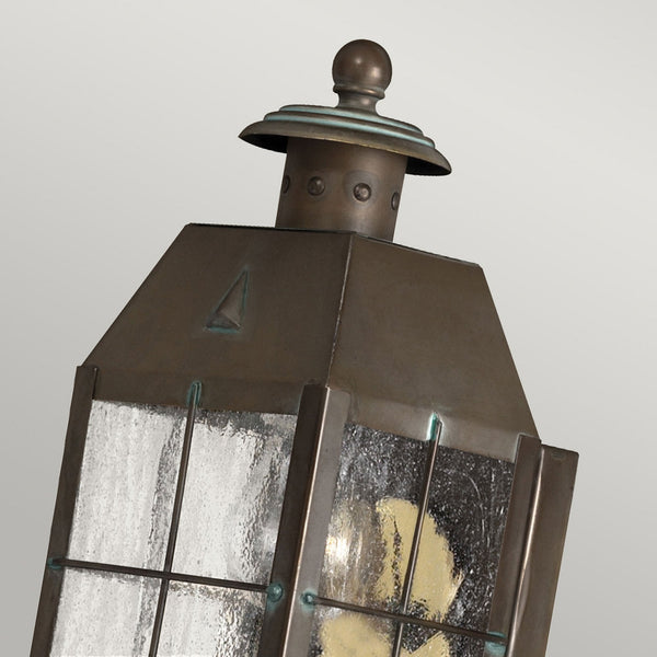 Nantucket Extra Small Exterior Wall Lantern in Aged Brass