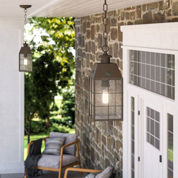 Nantucket Medium Exterior Chain Pendant Lantern in Aged Brass