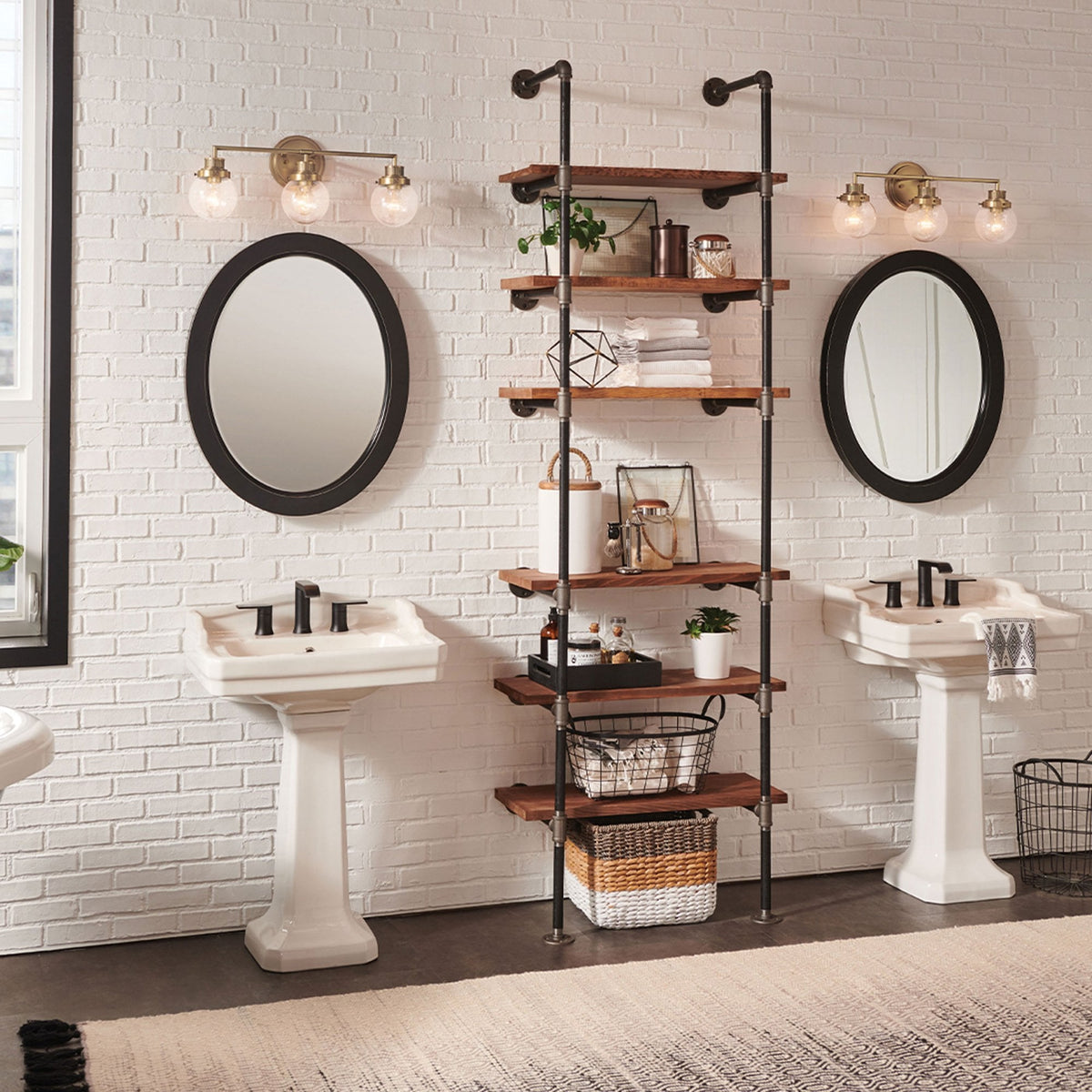 Poppy Three Lamp IP44 Wall Light in Heritage Brass