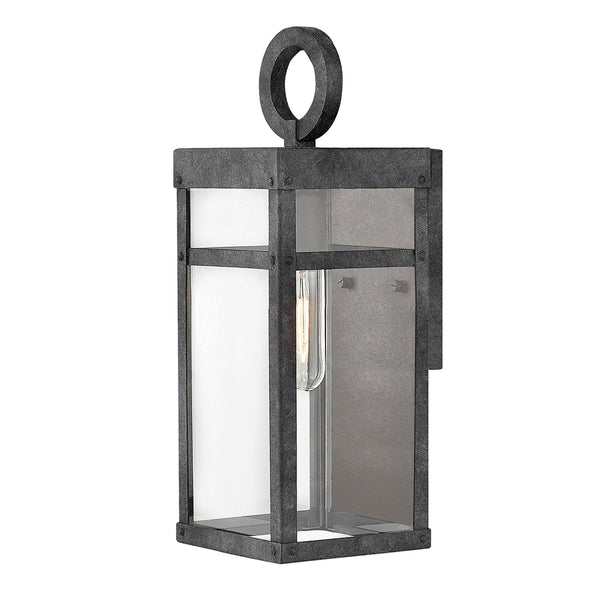 Porter IP44 Small Exterior Wall Light in Aged Zinc