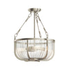 Roux Three Light Pendant or Semi Flush in Brushed Nickel