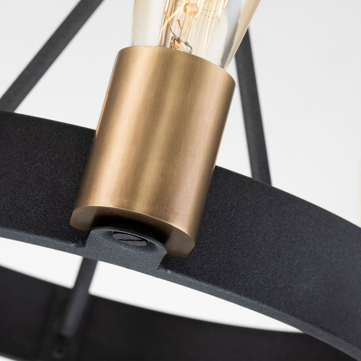 Silas Three Light Pendant or Semi Flush in Aged Zinc and Heritage Brass