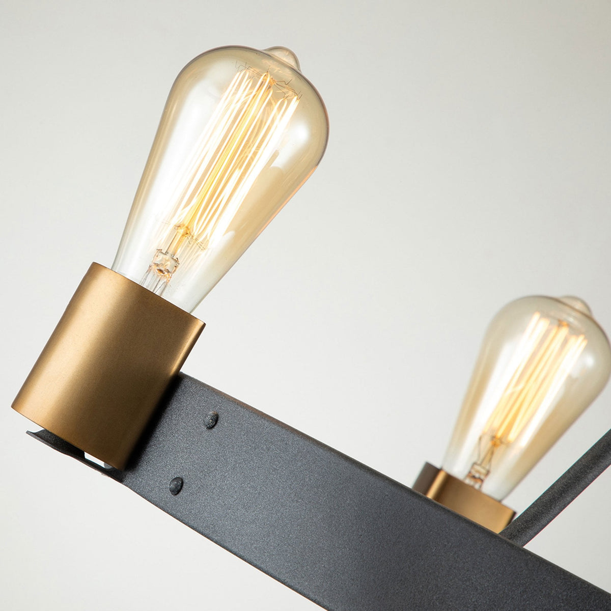 Silas Four Light Pendant or Semi Flush in Aged Zinc and Heritage Brass