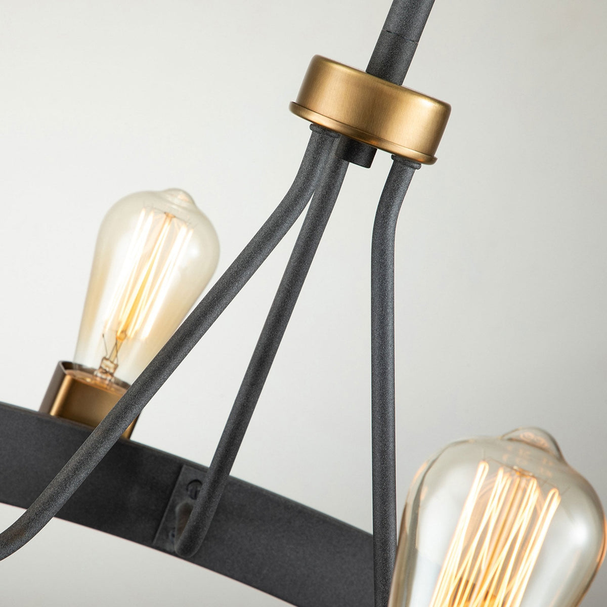 Silas Four Light Pendant or Semi Flush in Aged Zinc and Heritage Brass