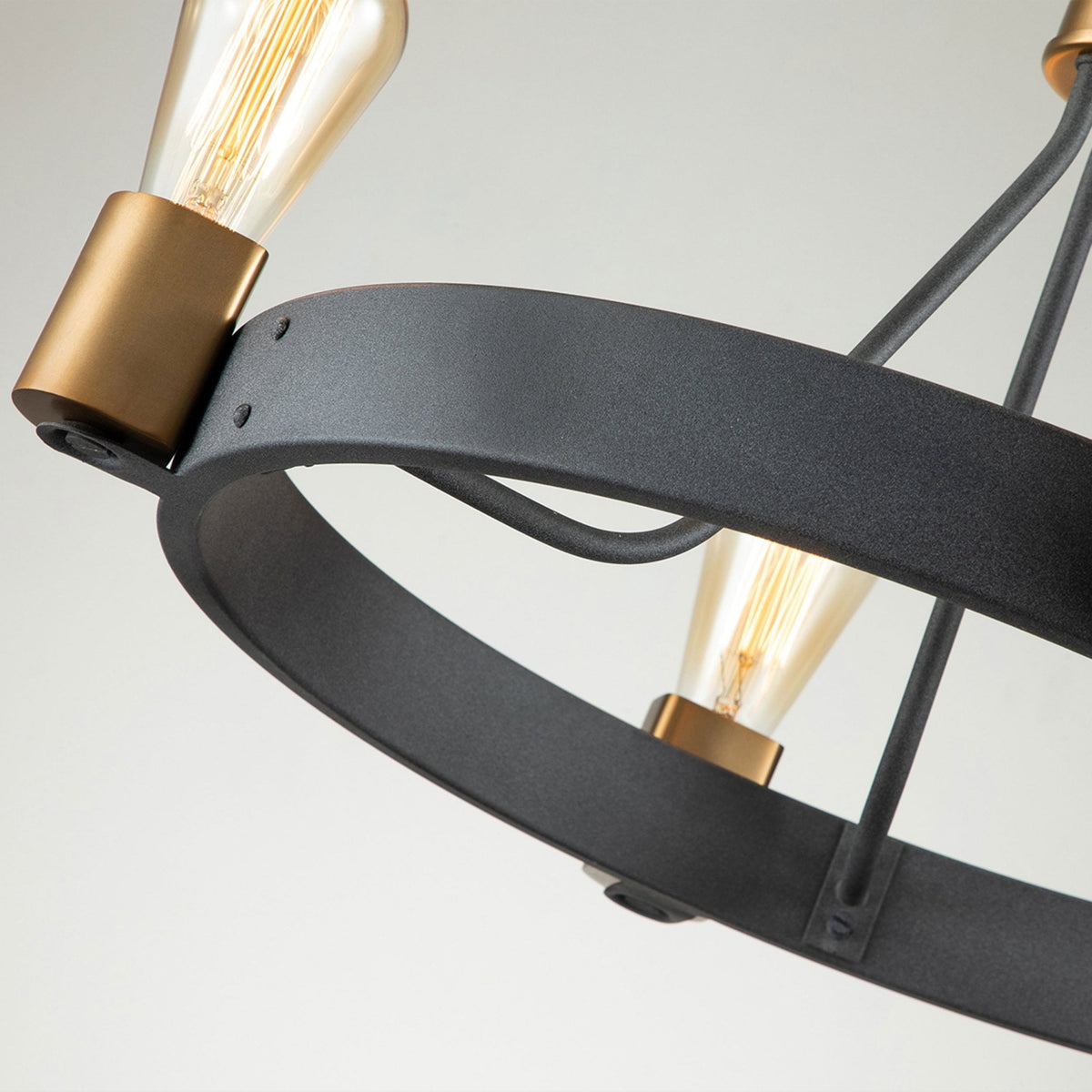 Silas Four Light Pendant or Semi Flush in Aged Zinc and Heritage Brass
