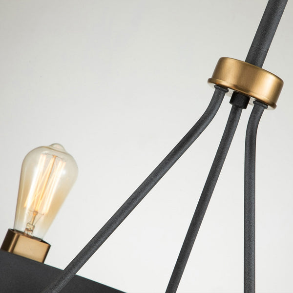 Silas Six Light Pendant or Semi Flush in Aged Zinc and Heritage Brass