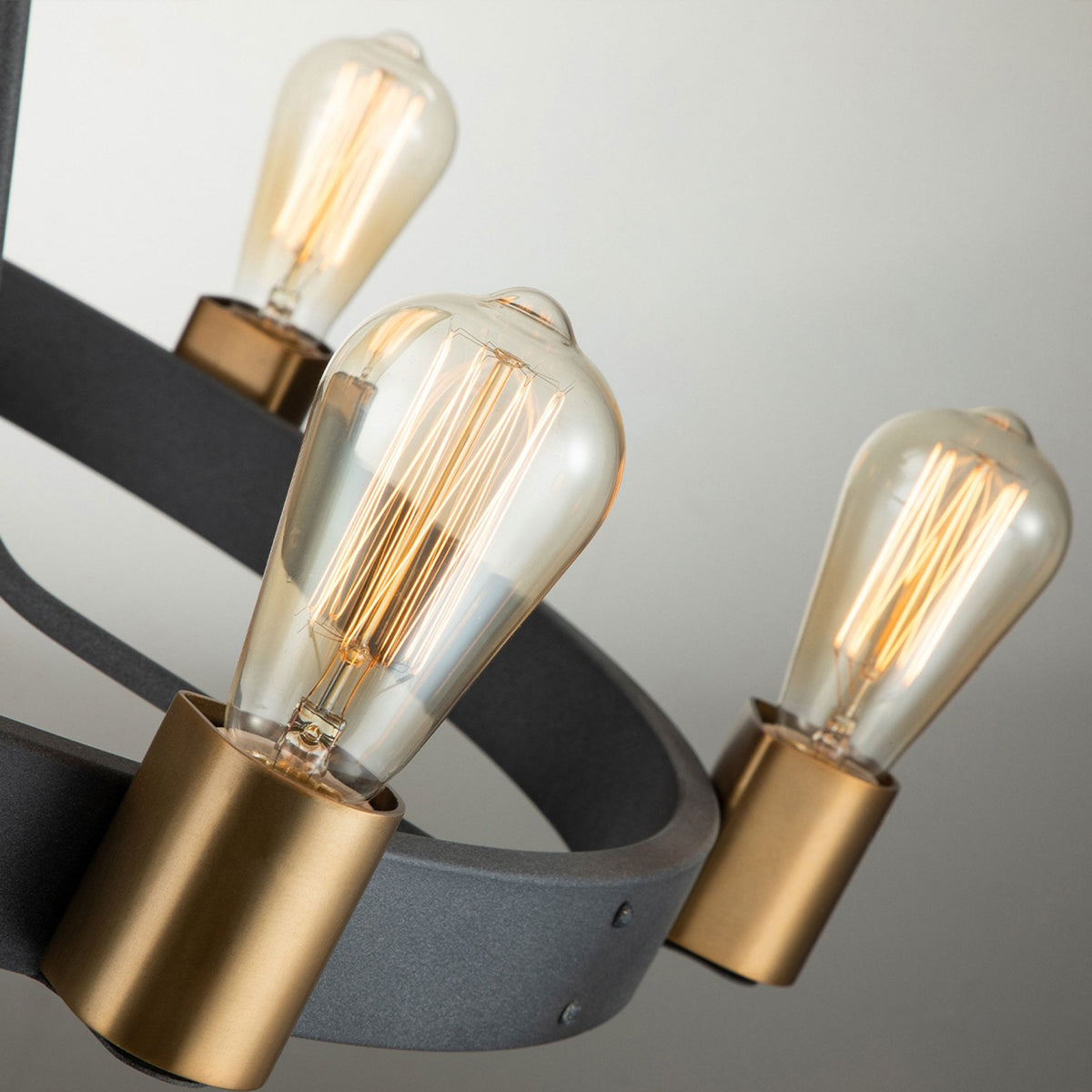 Silas Six Light Pendant or Semi Flush in Aged Zinc and Heritage Brass