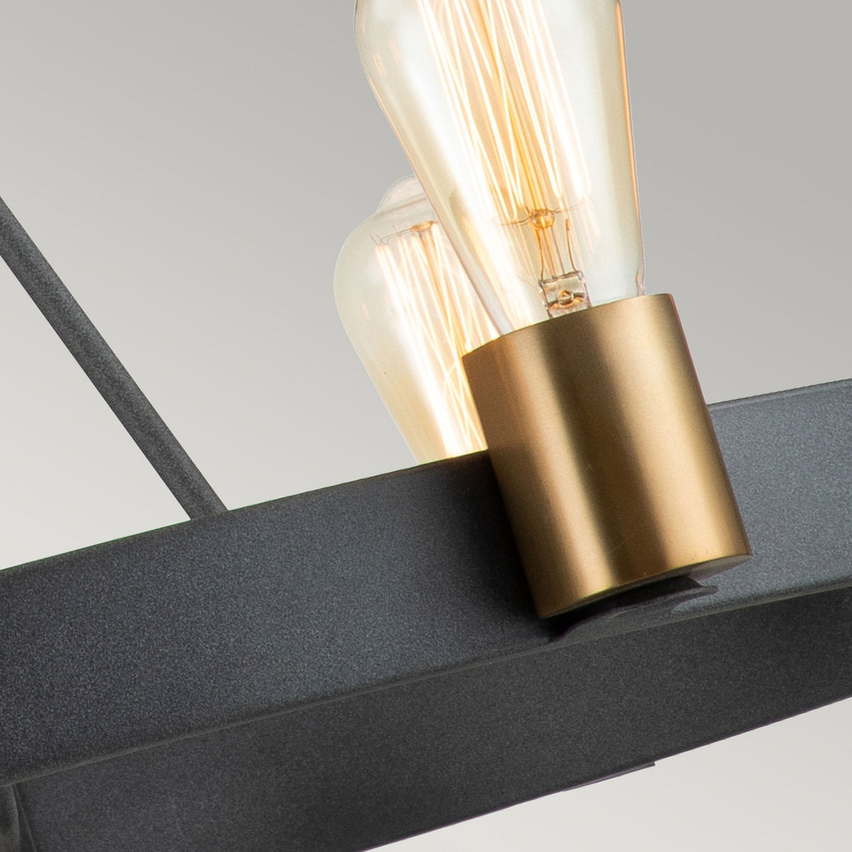Silas Six Light Pendant or Semi Flush in Aged Zinc and Heritage Brass
