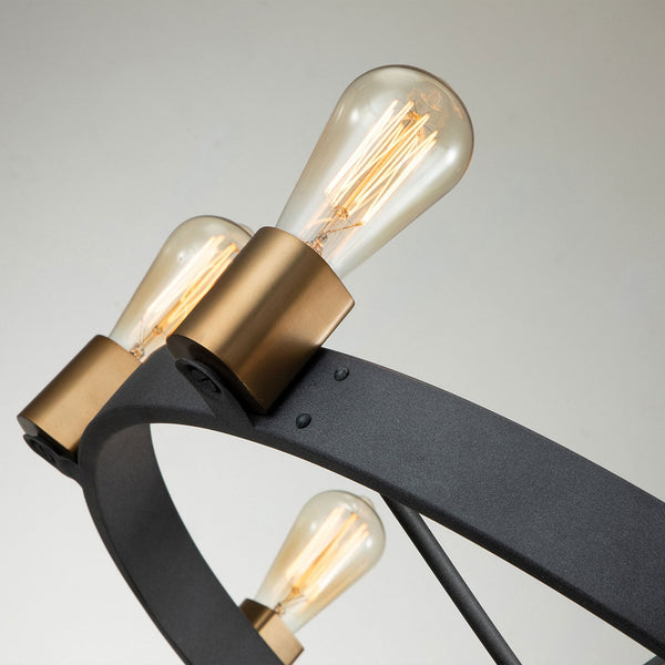 Silas Eight Light Pendant or Semi Flush in Aged Zinc and Heritage Brass